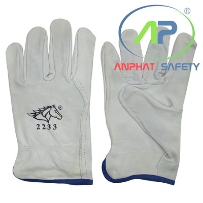 Găng tay da hàn 2233  Tig, mig (25cm) (Viền xanh Dày Xỏi)